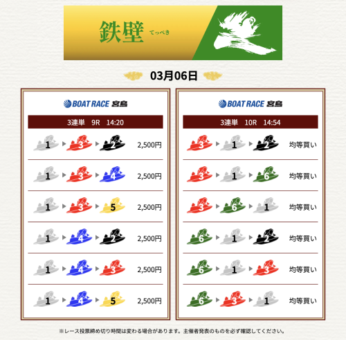 一騎当船の3月6日の鉄壁